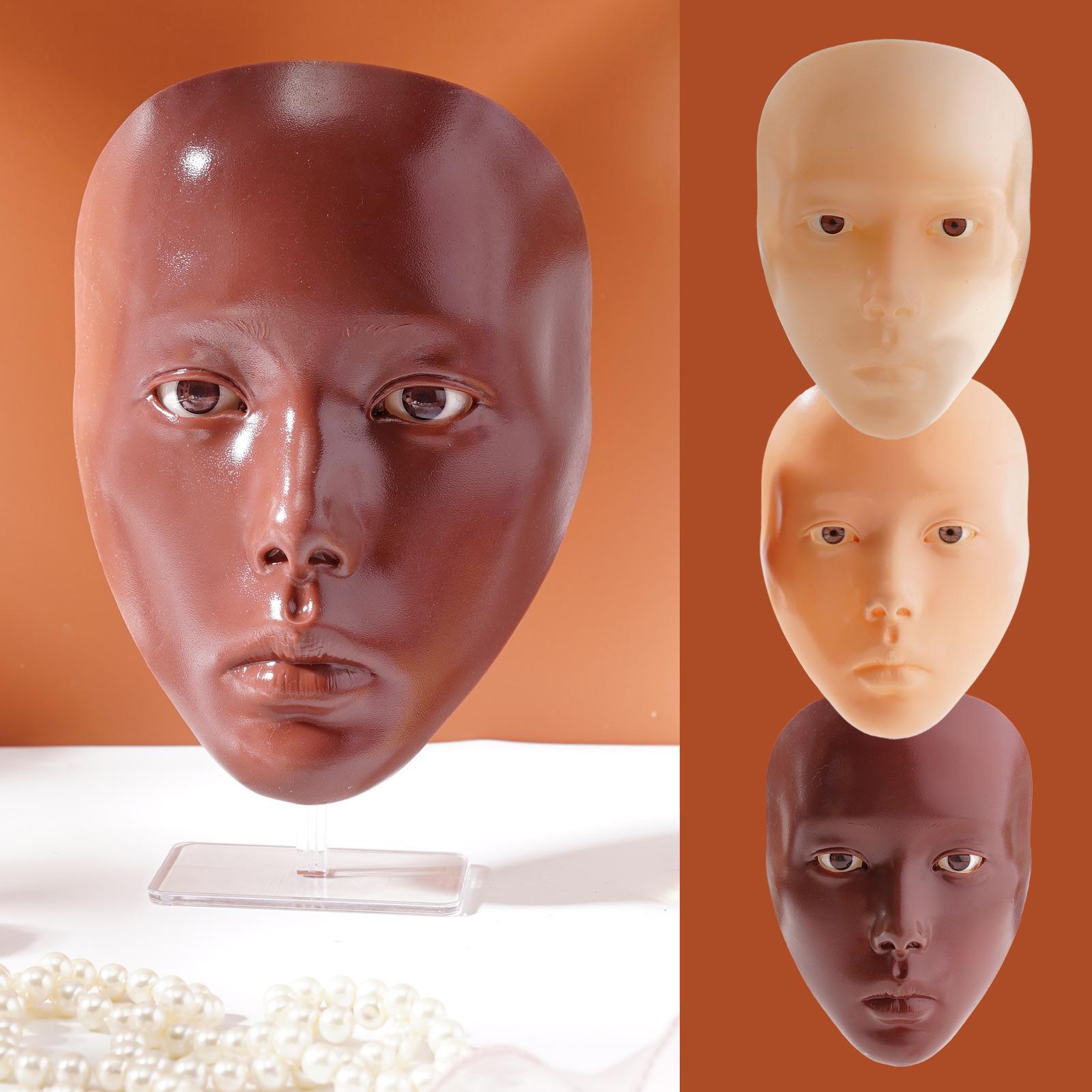 Tête de mannequin en silicone, entrainement du maquillage, extension de cils et art du visage, réutilisable