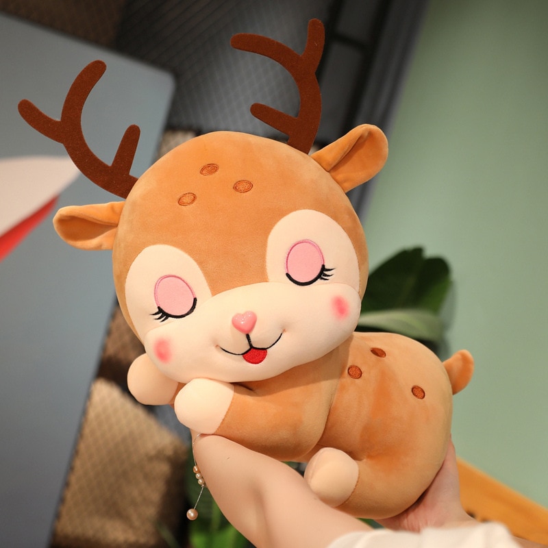 138471-evqkbd.jpg Peluche de petit cerf endormi, mignon Kawaii, de 20 à 40 cm – Image 1