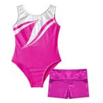 Costume de danse de ballet pour enfant, 2 pièces, léotard et short, patchwork strass brillants – Image 6