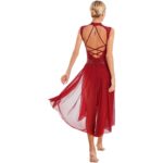 Robe de danse sans manches, haut à paillettes, Léotard, lyrique, performance – Image 3