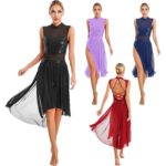 Robe de danse sans manches, haut à paillettes, Léotard, lyrique, performance – Image 2