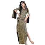 Robe de danse orientale égyptienne, Galabeya, extensible, longue fente, bande dorée, pour performance – Image 4