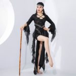 Ensemble 3 pièces de danse orientale, robe longue à franges en mousseline douce, compétition professionnelle – Image 5
