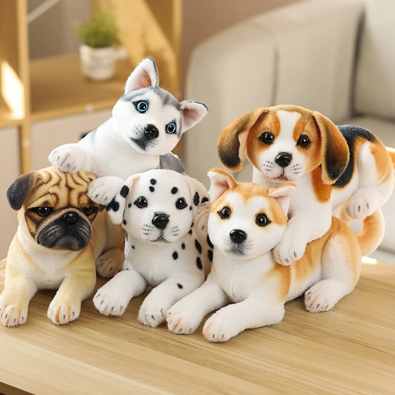 Peluche de chiot réaliste, mignon et doux, 32 cm