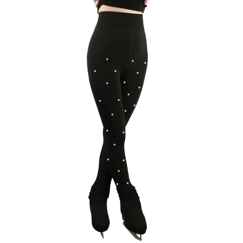 140289-hqcoxo.jpg Collant de patinage artistique en velours épais avec strass, doux et confortable, pour enfant – Image 1