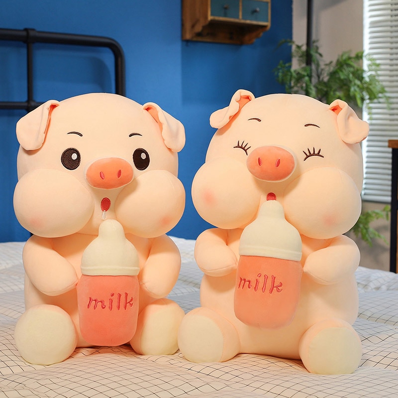 Peluche de cochon avec biberon, doux et amusant, 35 à 55 cm