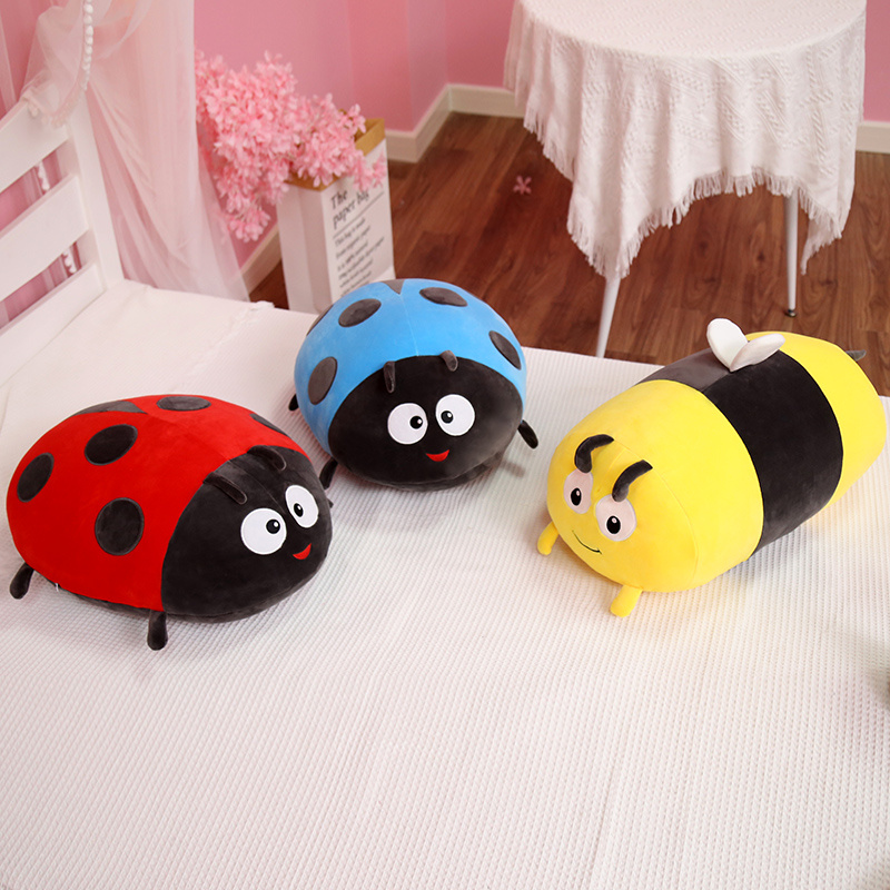 Peluche de coccinelle colorée, abeille, douce et confortable, oreiller, de 40 à 60 cm