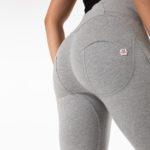 Legging extensible pour femme, taille haute, pantalon amincissant, Salsa Push-Up, gris clair – Image 7