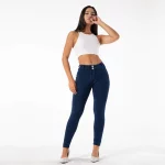 Legging en jeans pour femme, taille haute, pantalon Salsa Push Up, bleu foncé – Image 3