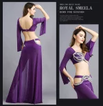 Ensemble 2 pièces de danse orientale, en soie argentée, perlé, costume professionnel – Image 7