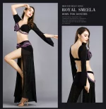 Ensemble 2 pièces de danse orientale, en soie argentée, perlé, costume professionnel – Image 12