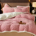 Ensemble 4 pièces en peluche berbère, housse de couette, taies d’oreiller et drap, parure de lit chaude – Image 11