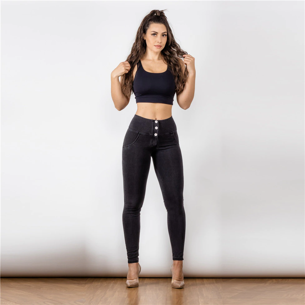 Legging en jeans pour femme, taille haute, pantalon Salsa amincissant, noir