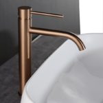 Robinet mitigeur de lavabo, eau froide et chaude, poignée unique, style brossé – Image 4
