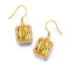 Boucles d'oreilles en argent plaqué or 14K, avec Citrine jaune et Zircon – Image 3