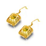 Boucles d'oreilles en argent plaqué or 14K, avec Citrine jaune et Zircon – Image 4