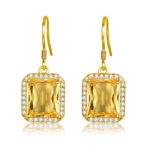Boucles d'oreilles en argent plaqué or 14K, avec Citrine jaune et Zircon