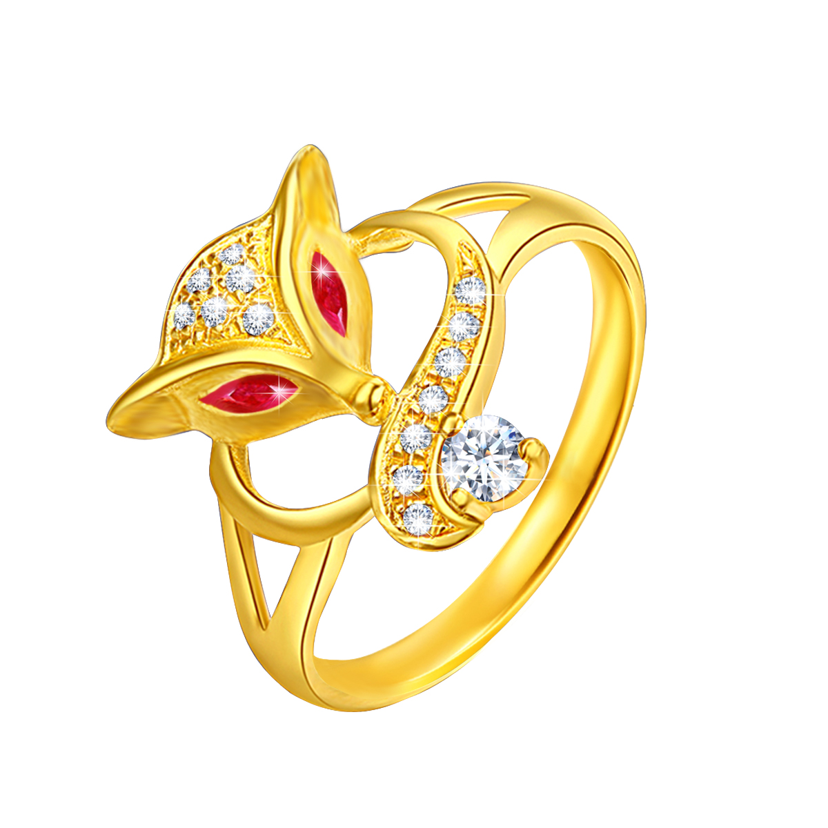 Bague en argent plaqué Or, pierres précieuses, Moissanite et Zircone, 1 ct