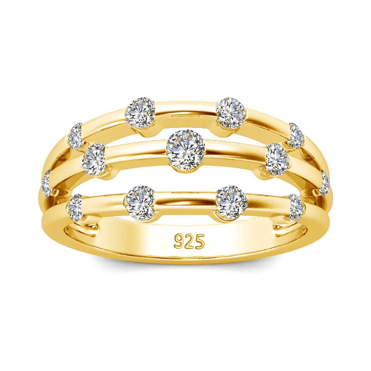Bague en argent plaqué or 14K, pierre précieuse en Moissanite, certificat GRA