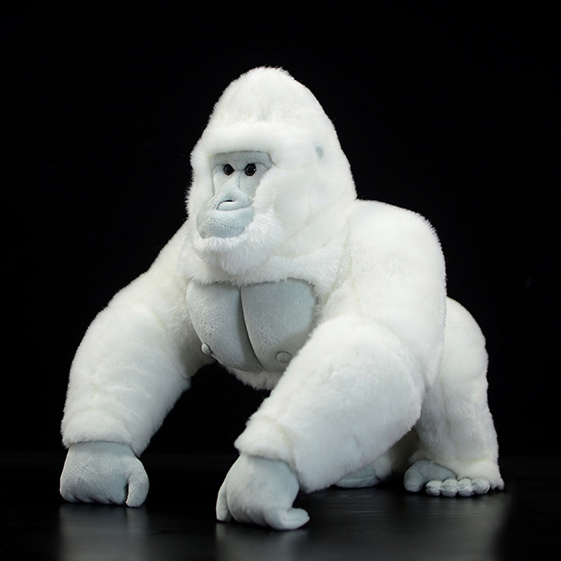 Peluche de gorille albinos, réaliste et doux, 38 cm