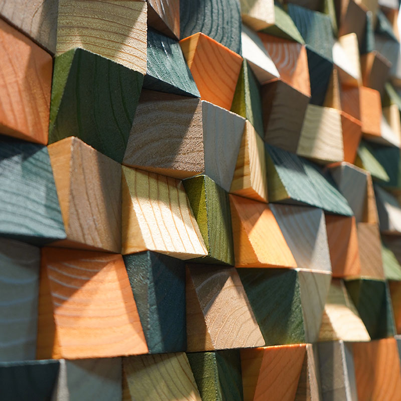 Panneau mural en bois massif, mosaïque, décoration, 30 x 30 cm