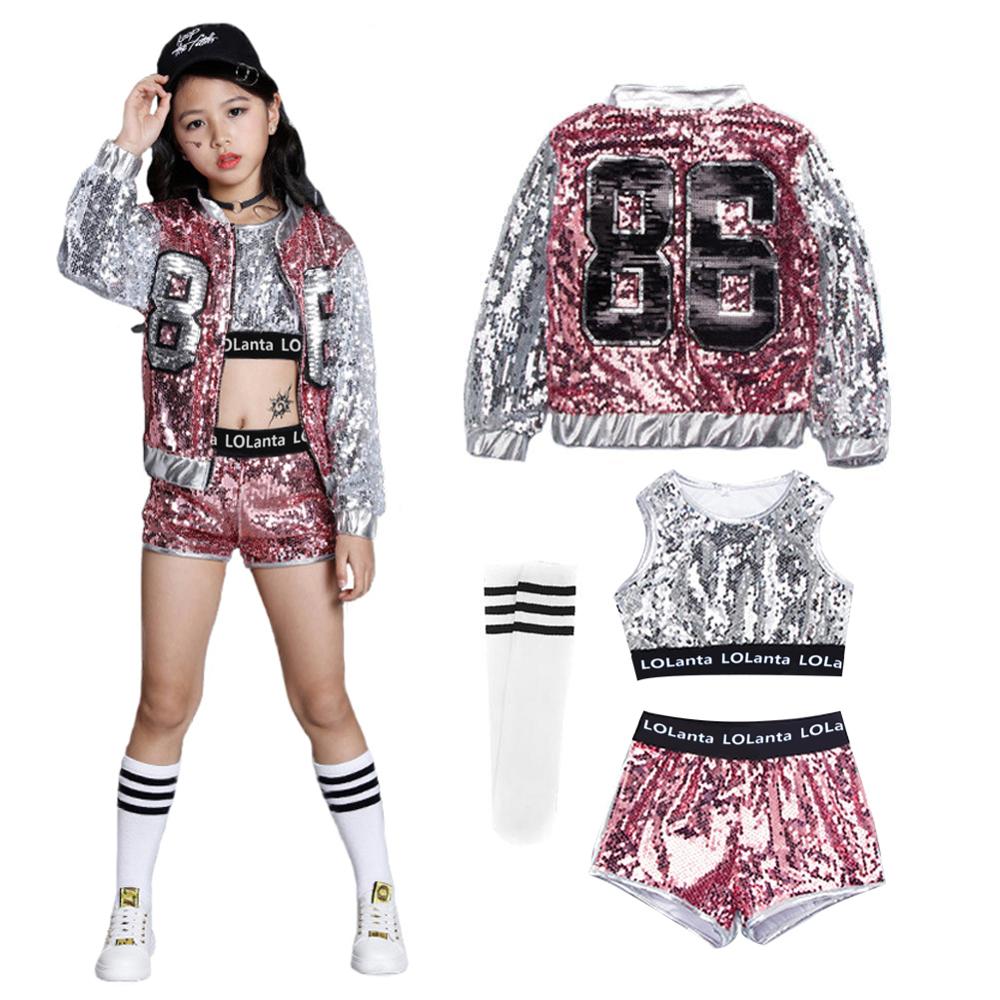Ensemble 4 pièces, costume de danse Hip Hop pour enfant, vêtements pour performance