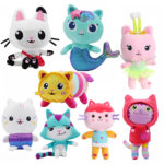Peluche de chat souriant et mignon, doux, 25 cm