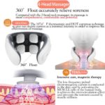 Masseur de cou électrique à impulsion et chauffant à 4 têtes, avec télécommande, 6 modes 18 niveaux, rechargeable – Image 5