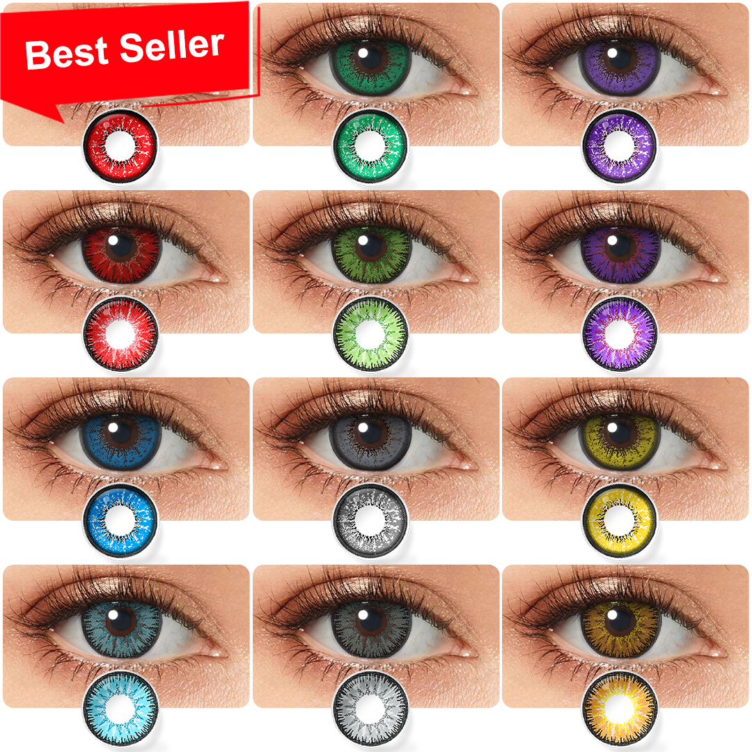 Lentilles de contact multicolores, jetables annuelles, déguisement