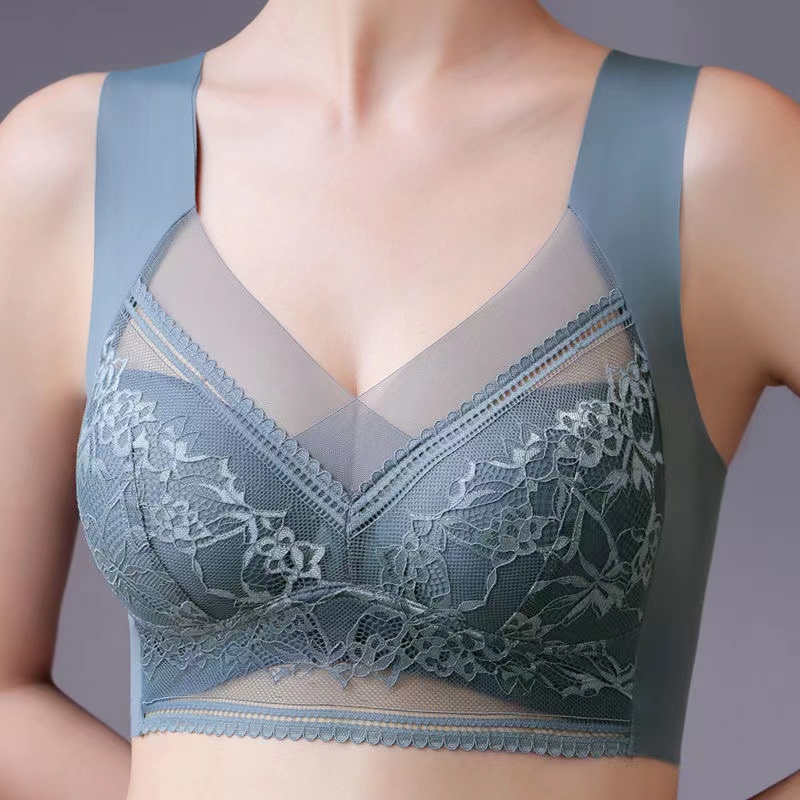 Soutien-gorge en dentelle sans couture, sans anneaux en acier, bonnets fixes