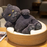 Peluche de chat noir mignon, doux et confortable, 30 à 60 cm