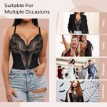 Body en dentelle, contrôle du ventre, col en V, dos nu, BodyShaper – Image 2