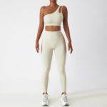 Ensemble de fitness 2 pièces, top et legging taille haute, sans couture, anti boulochage, anti-rétrécissement et respirant