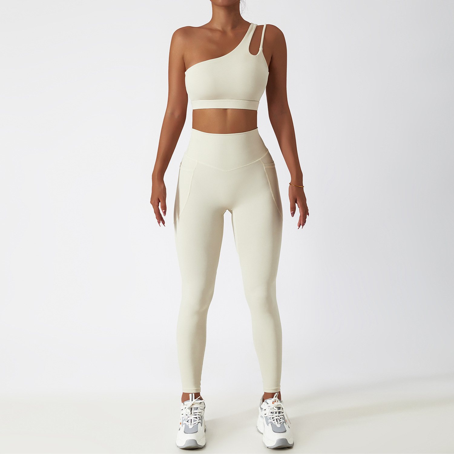 Ensemble de fitness 2 pièces, top et legging taille haute, sans couture, anti boulochage, anti-rétrécissement et respirant