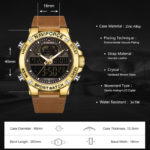 Montre-bracelet à Quartz pour homme, en cuir militaire, numérique et analogique – Image 9