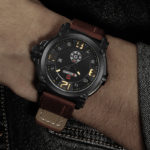 Montre-bracelet à Quartz pour homme, en cuir PU, date et horloge analogique – Image 2