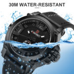 Montre-bracelet à Quartz pour homme, en cuir PU, date et horloge analogique – Image 3