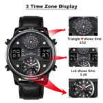 Montre-bracelet à Quartz pour homme, en cuir, étanche, analogique et numérique – Image 5