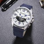 Montre-bracelet à Quartz pour homme, en cuir, étanche, en acier inoxydable, analogique et numérique – Image 2