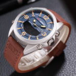 Montre-bracelet à Quartz pour homme, en cuir, étanche, en acier inoxydable, analogique et numérique – Image 3