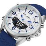 Montre-bracelet à Quartz pour homme, en cuir, étanche, en acier inoxydable, analogique et numérique