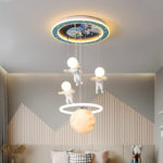 Plafonnier LED pour chambre d’enfant, 50 cm, trois astronautes dans l'espace, contrôle via APP ou télécommande – Image 10