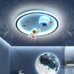 Plafonnier LED pour chambre d’enfant, 48 cm, astronaute dans l’espace, contrôle via APP ou télécommande
