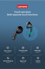 Ecouteurs sans fil Bluetooth 5, Lenovo LivePods HT38 TWS, étanche, réduction du bruit, avec micro – Image 9