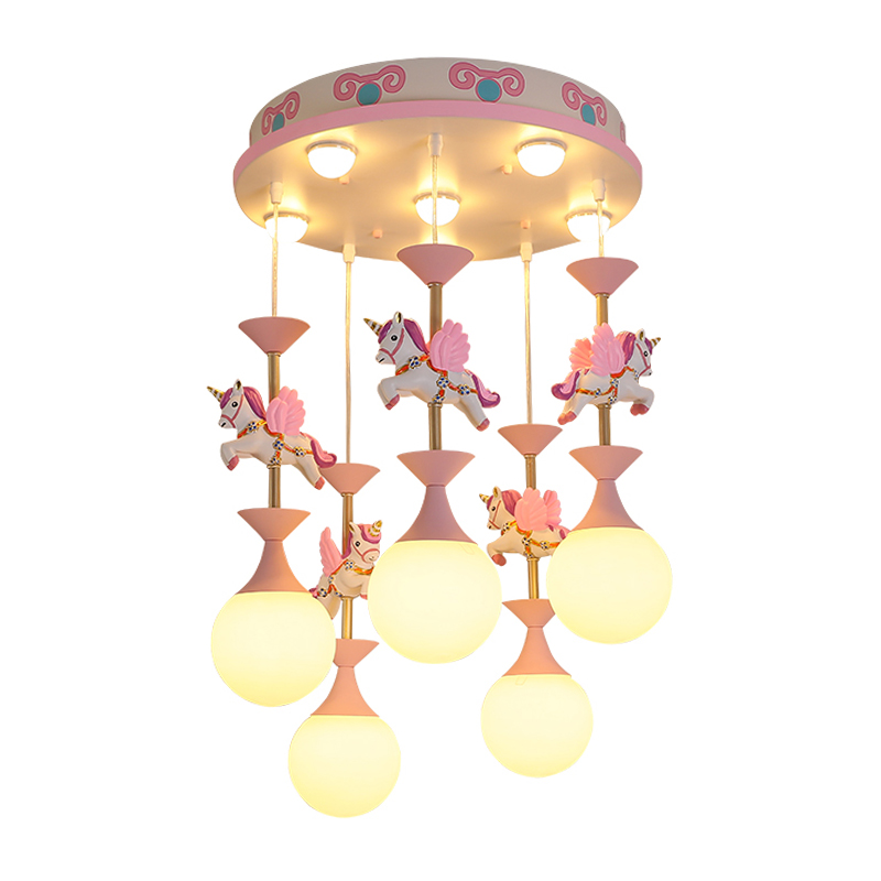 Plafonnier LED pour chambre d’enfant, 45cm, Carrousel de Licornes, dimmable, contrôle via APP ou télécommande