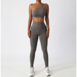 Ensemble de fitness 2 pièces, top et legging taille haute, sans couture, anti boulochage, anti-rétrécissement et respirant – Image 6