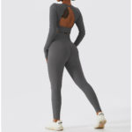 Ensemble de fitness à manches longues 2 pièces, tenue de sport sans couture, anti boulochage, anti-rétrécissement et respirant – Image 2