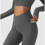 Ensemble de fitness à manches longues 2 pièces, tenue de sport sans couture, anti boulochage, anti-rétrécissement et respirant – Image 3