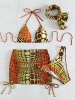 Ensemble maillot de bain et jupe de plage, imprimé retro – Image 5