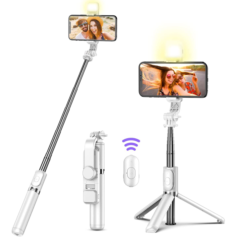 Trépied 3 en 1, bâton de Selfie, support de téléphone, 3 modes d'éclairage, avec télécommande Bluetooth